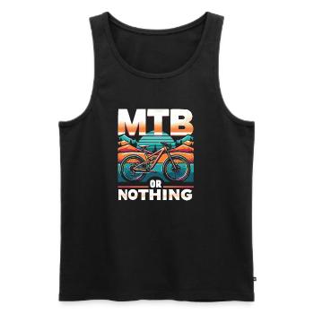 Vibrant Mountain Bike Sunset Design - Men's Premium Organic Tank Top - black - Front - Michal (187cm)