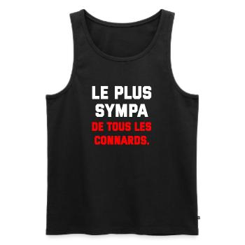 T SHIRT HUMOUR PLUS SYMPA DE TOUS LES CONNARDS  - Débardeur bio Premium Homme - noir - Devant - Michal (187cm)