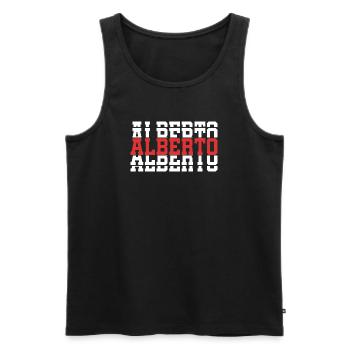 Alberto T-Shirt T-Shirt Geschenkidee gestapelter Text - Männer Premium Bio Tank Top - Schwarz - Vorne - Michal (187cm)