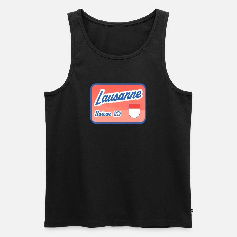 Lausanne Retro Schild Suisse VD - Männer Premium Bio Tank Top - Schwarz
