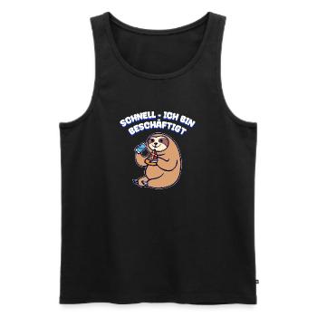 I don't care Statement Relax Attitude - Men's Premium Organic Tank Top - black - Front - AI Model Male 178 light (178cm)
