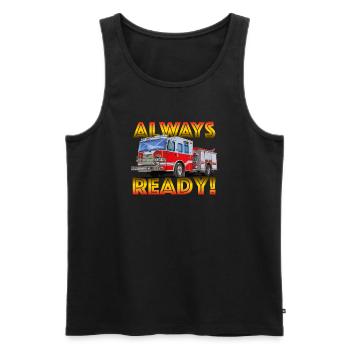 Always ready, the fire brigade helps everywhere - Men's Premium Organic Tank Top - black - Front - Michal (187cm)