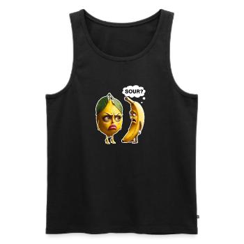 Lemon vs Banana: Dispute in the Fruit Basket - Men's Premium Organic Tank Top - black - Front - AI Model Male 178 light (178cm)