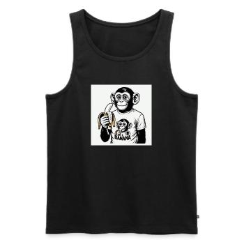 Un singe et sa banane - Débardeur bio Premium Homme - noir - Devant - Michal (187cm)