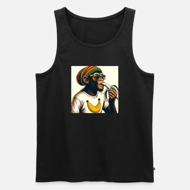 Cool monkey eats banana - Men's Premium Organic Tank Top - black