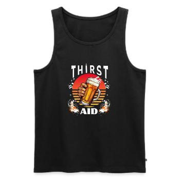 Thirst Aid - Drinking Shirt - Männer Premium Bio Tank Top - Schwarz - Vorne - AI Model Male 178 light (178cm)