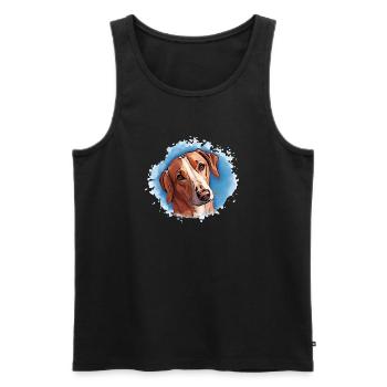 Hund SAVEBRACKE Jagdhund türkis Aquarell Design  - Männer Premium Bio Tank Top - Schwarz - Vorne - Michal (187cm)