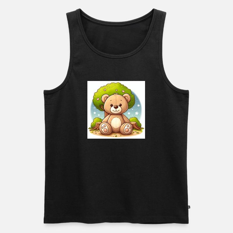 Teddybär vor einem Baum - Männer Premium Bio Tank Top - Schwarz