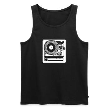 Retro Design Plattenspieler - Männer Premium Bio Tank Top - Schwarz - Vorne - AI Model Male 178 light (178cm)