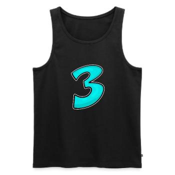 Drei - 3 - Nummer 3 - Zahl 3 - Männer Premium Bio Tank Top - Schwarz - Vorne - AI Model Male 178 light (178cm)