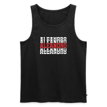 t-shirt Aleandro t-shirt gift stacked text - Men's Premium Organic Tank Top - black - Front - AI Model Male 178 light (178cm)