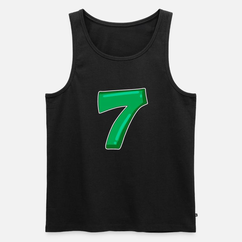 Zahl 7 Nummer - Männer Premium Bio Tank Top - Schwarz