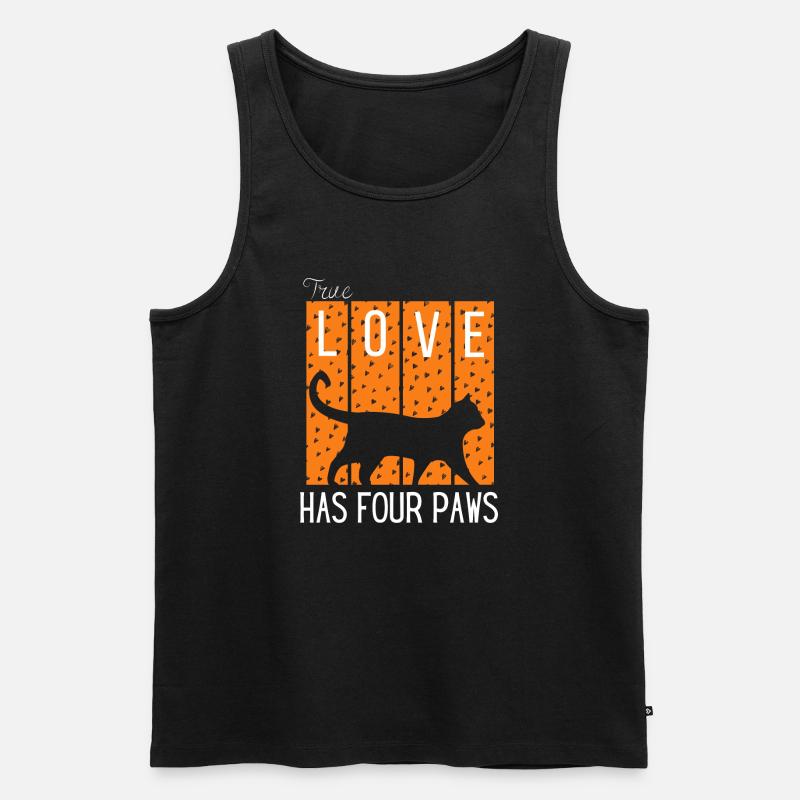 Love Has Four Paws Katzen-Silhouette - Männer Premium Bio Tank Top - Schwarz