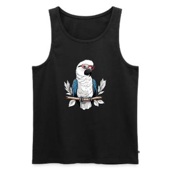 Papagei mit Brille - Männer Premium Bio Tank Top - Schwarz - Vorne - Michal (187cm)
