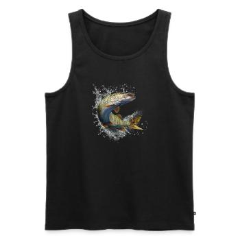 Hecht - Männer Premium Bio Tank Top - Schwarz - Vorne - AI Model Male 178 light (178cm)