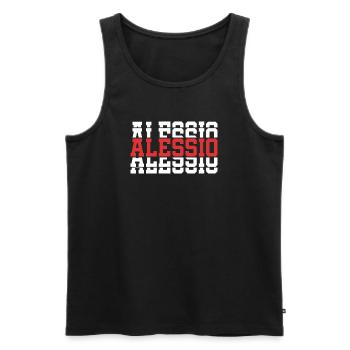 Alessio t-shirt t-shirt stacked text gift idea - Men's Premium Organic Tank Top - black - Front - AI Model Male 178 light (178cm)