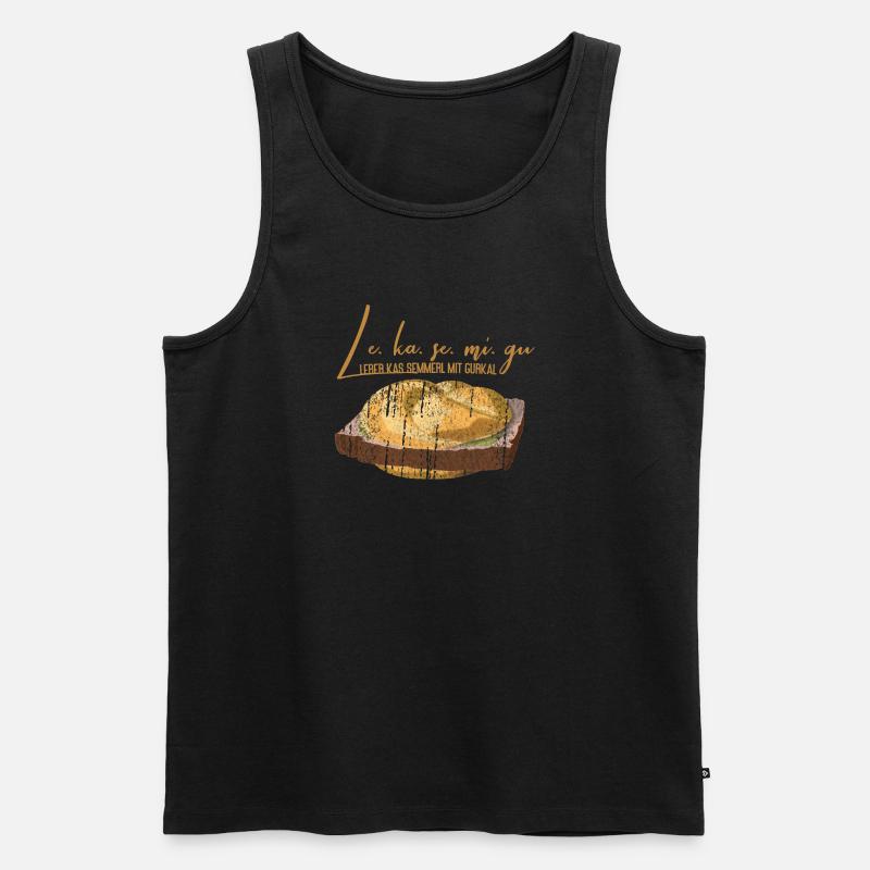 Leberkas Semmerl mit Gurkerl – Dialekt - Männer Premium Bio Tank Top - Schwarz