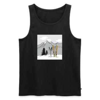 Skiing in winter in the mountains - Men's Premium Organic Tank Top - black - Front - AI Model Male 178 light (178cm)
