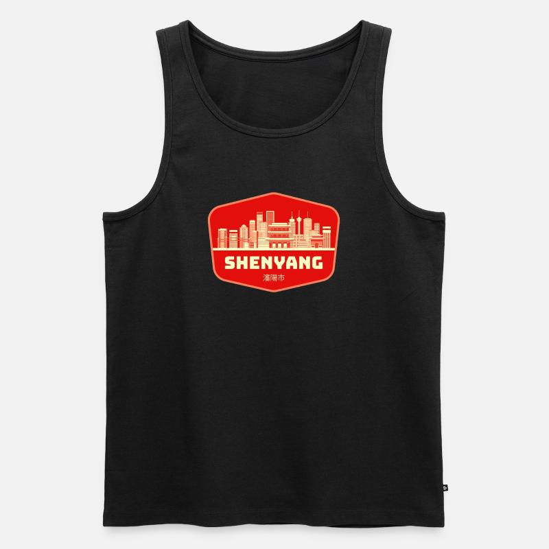 Shenyang Skyline Retro Abzeichen - Männer Premium Bio Tank Top - Schwarz