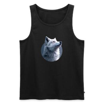 Weißer Wolf Illustration - Männer Premium Bio Tank Top - Schwarz - Vorne - AI Model Male 178 light (178cm)
