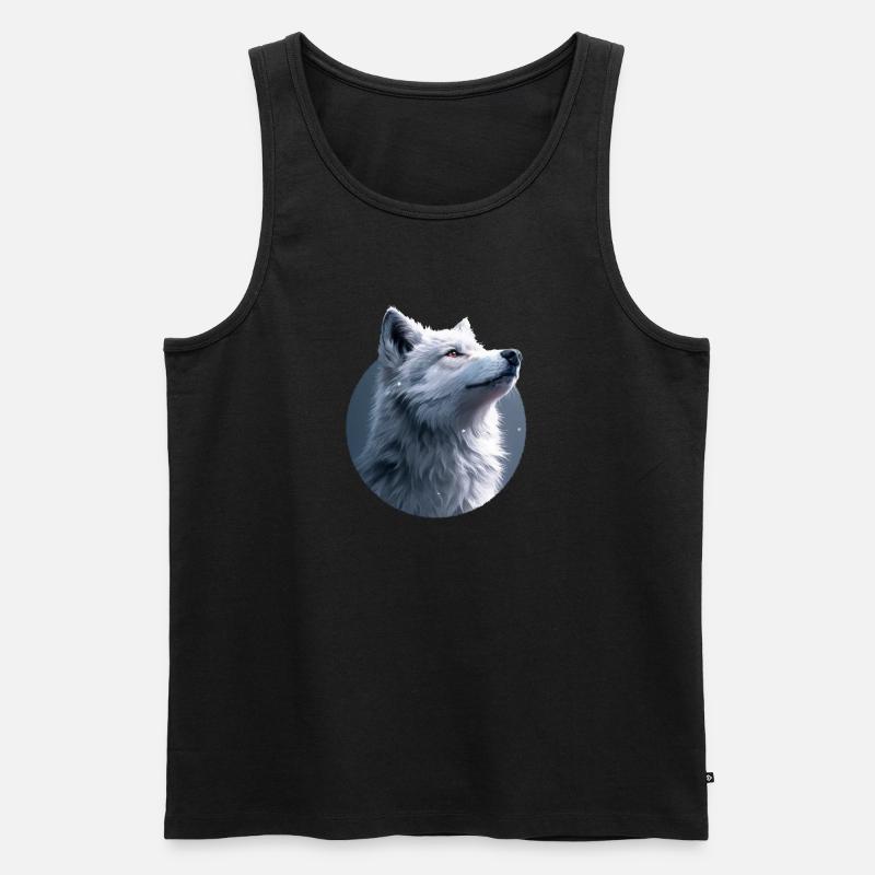Weißer Wolf Illustration - Männer Premium Bio Tank Top - Schwarz