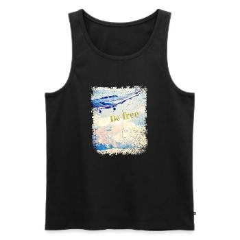 Be free - Old Airplane - Vintage Look - Men's Premium Organic Tank Top - black - Front - AI Model Male 178 light (178cm)