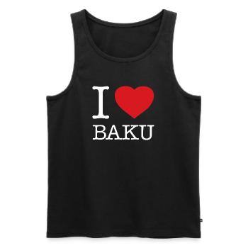 I LOVE BAKU - Männer Premium Bio Tank Top - Schwarz - Vorne - AI Model Male 178 light (178cm)