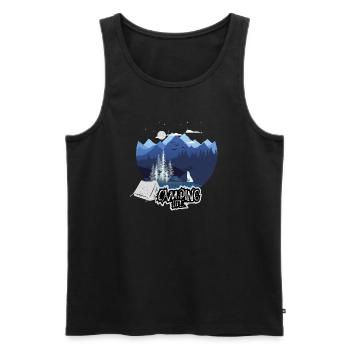 Camping Life Mountain Night - Men's Premium Organic Tank Top - black - Front - AI Model Male 178 light (178cm)