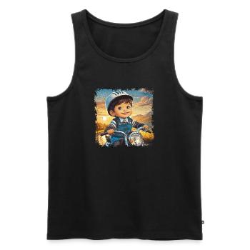 Little boy on old motorcycle - Men's Premium Organic Tank Top - black - Front - Michal (187cm)