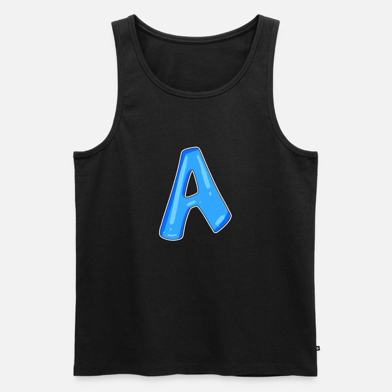 Buchstabe A Anfangsbuchstabe - Männer Premium Bio Tank Top - Schwarz