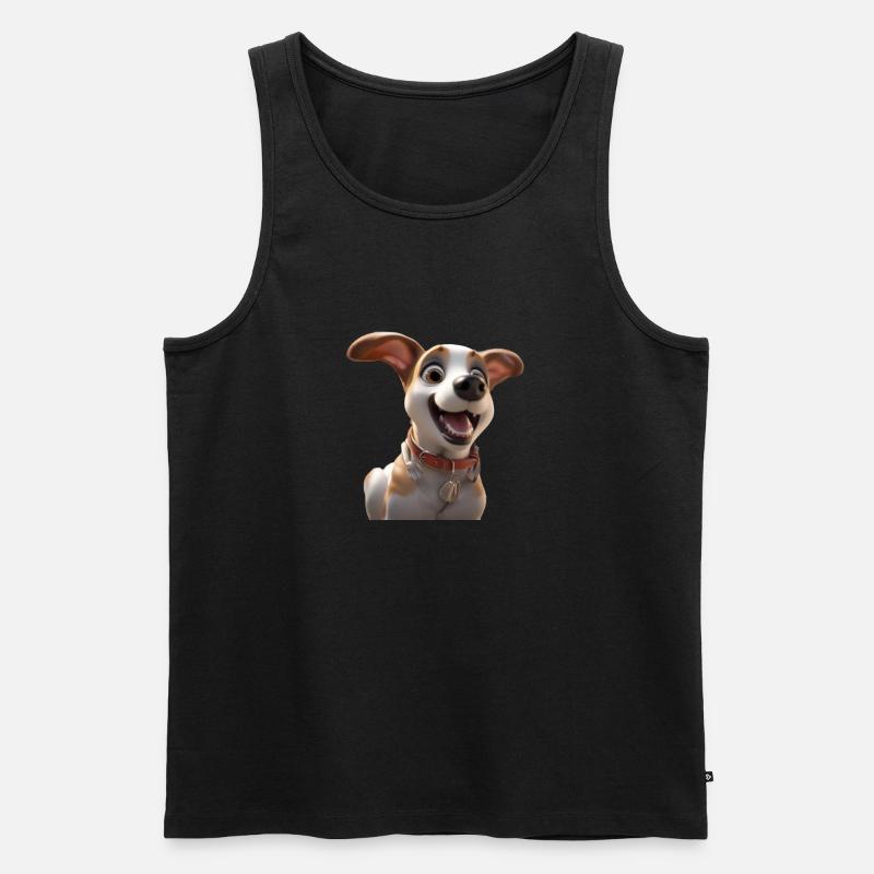 Glücklicher Hund - Männer Premium Bio Tank Top - Schwarz