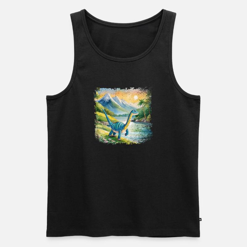 Niedlicher junger Thesaurus Kinderbuchstil Aquarel - Männer Premium Bio Tank Top - Schwarz