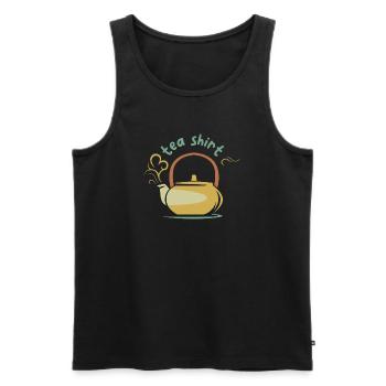 Théière Vintage Teashirt Illustration Bande Dessinée - Débardeur bio Premium Homme - noir - Devant - Michal (187cm)