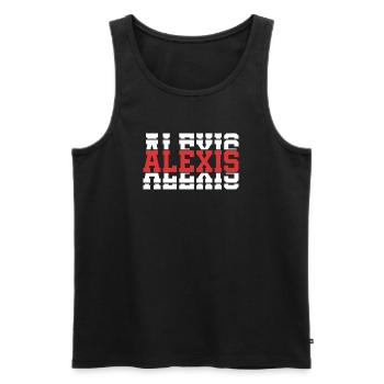 Alexis T-Shirt T-Shirt Geschenkidee gestapelter Text - Männer Premium Bio Tank Top - Schwarz - Vorne - AI Model Male 178 light (178cm)