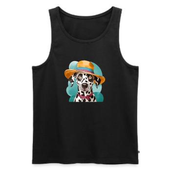 lustiger Dalmatiner mit hut - Männer Premium Bio Tank Top - Schwarz - Vorne - AI Model Male 178 light (178cm)