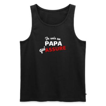 Je suis un papa qui assure - Débardeur bio Premium Homme - noir - Devant - Michal (187cm)