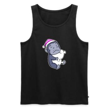 Gorilla Tired Sleeping Sleeping Girl - Men's Premium Organic Tank Top - black - Front - AI Model Male 178 light (178cm)