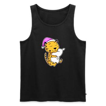 Cheetah Tired Sleeping Sleeping Girl - Men's Premium Organic Tank Top - black - Front - AI Model Male 178 light (178cm)
