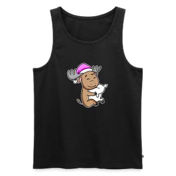 Moose Tired Sleeping Sleeping Girl - Men's Premium Organic Tank Top - black - Front - AI Model Male 178 light (178cm)