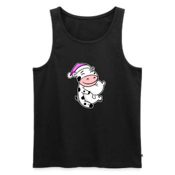 Cow Tired Sleeping Sleeping Girl - Men's Premium Organic Tank Top - black - Front - AI Model Male 178 light (178cm)