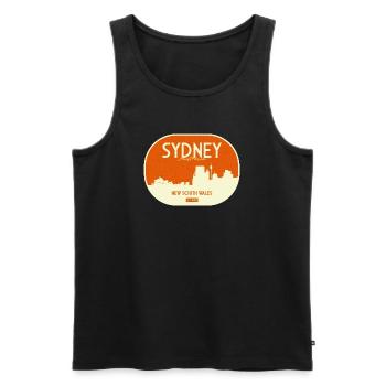 Sydney Skyline Retro Badge - Männer Premium Bio Tank Top - Schwarz - Vorne - Michal (187cm)