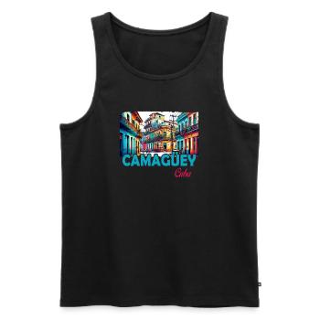 Camagüey, Cuba, Caraïbes, Design - Débardeur bio Premium Homme - noir - Devant - Michal (187cm)