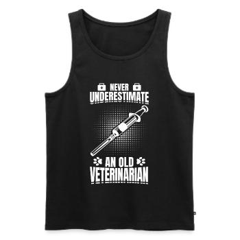 Never Underestimate An Old Veterinarian - Männer Premium Bio Tank Top - Schwarz - Vorne - Michal (187cm)