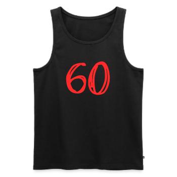60. 60 ANS. 60e ANNIVERSAIRE. ANNIVERSAIRE 60 ANS. - Débardeur bio Premium Homme - noir - Devant - Michal (187cm)