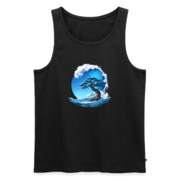 Ein Baum unter einer Welle - Männer Premium Bio Tank Top - Schwarz - Vorne - Michal (187cm)