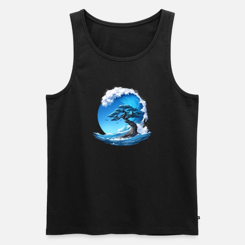 Ein Baum unter einer Welle - Männer Premium Bio Tank Top - Schwarz