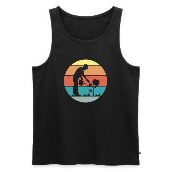 Gardener retro plants sunflower icon garden - Men's Premium Organic Tank Top - black - Front - Michal (187cm)