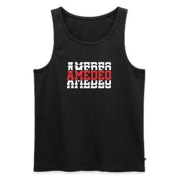 Amedeo t-shirt t-shirt idée cadeau texte empilé - Débardeur bio Premium Homme - noir - Devant - AI Model Male 178 light (178cm)
