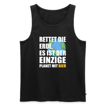 La bière sauve la planète - Débardeur bio Premium Homme - noir - Devant - AI Model Male 178 light (178cm)