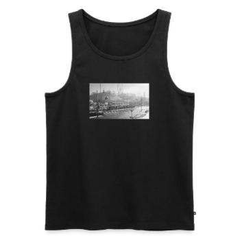 M31 Straßenbahn in Göteborg - 35mm Film Fotografie S/W - Männer Premium Bio Tank Top - Schwarz - Vorne - AI Model Male 178 light (178cm)